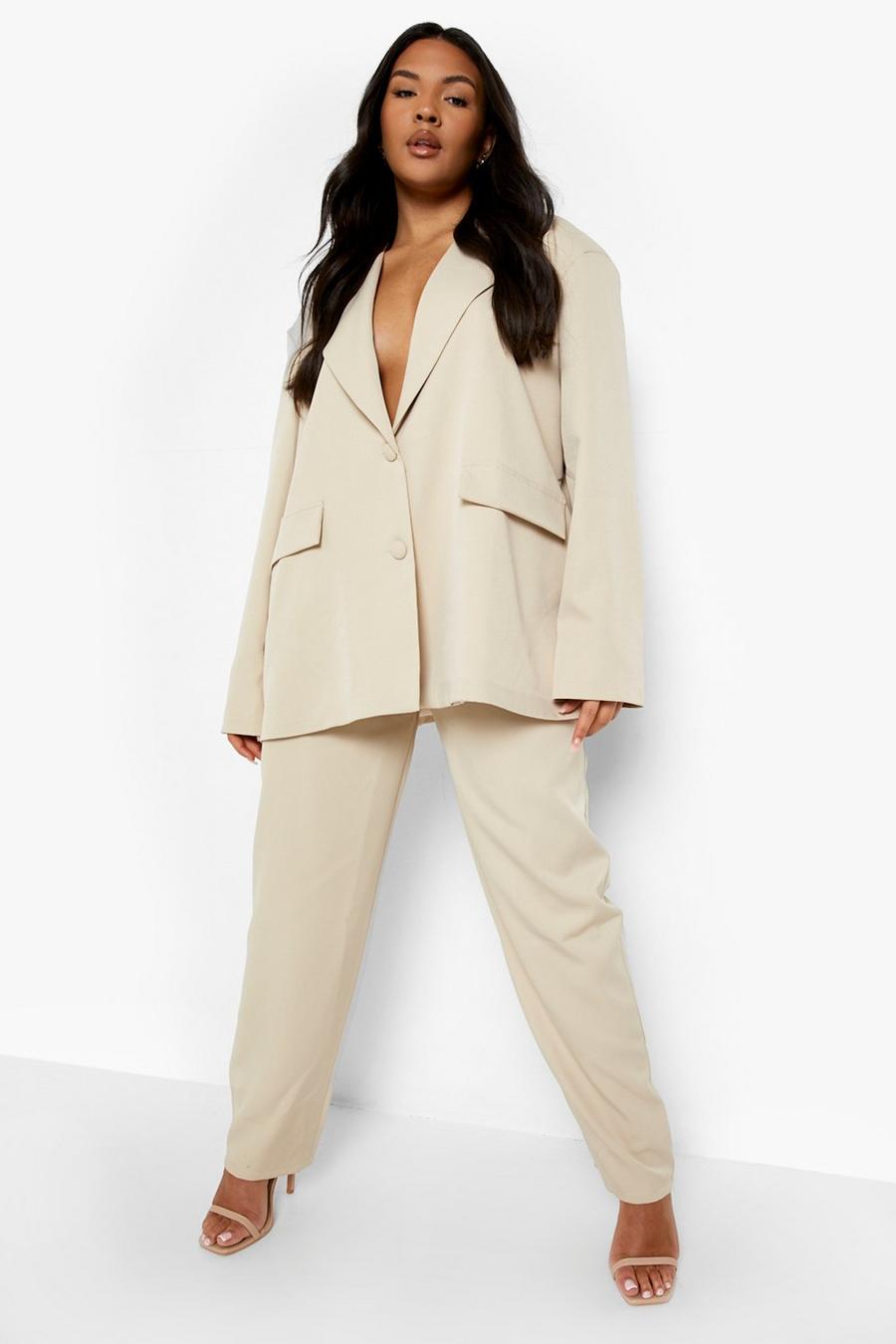 Stone Plus Super Skinny Double Breasted Blazer & Pants Suits