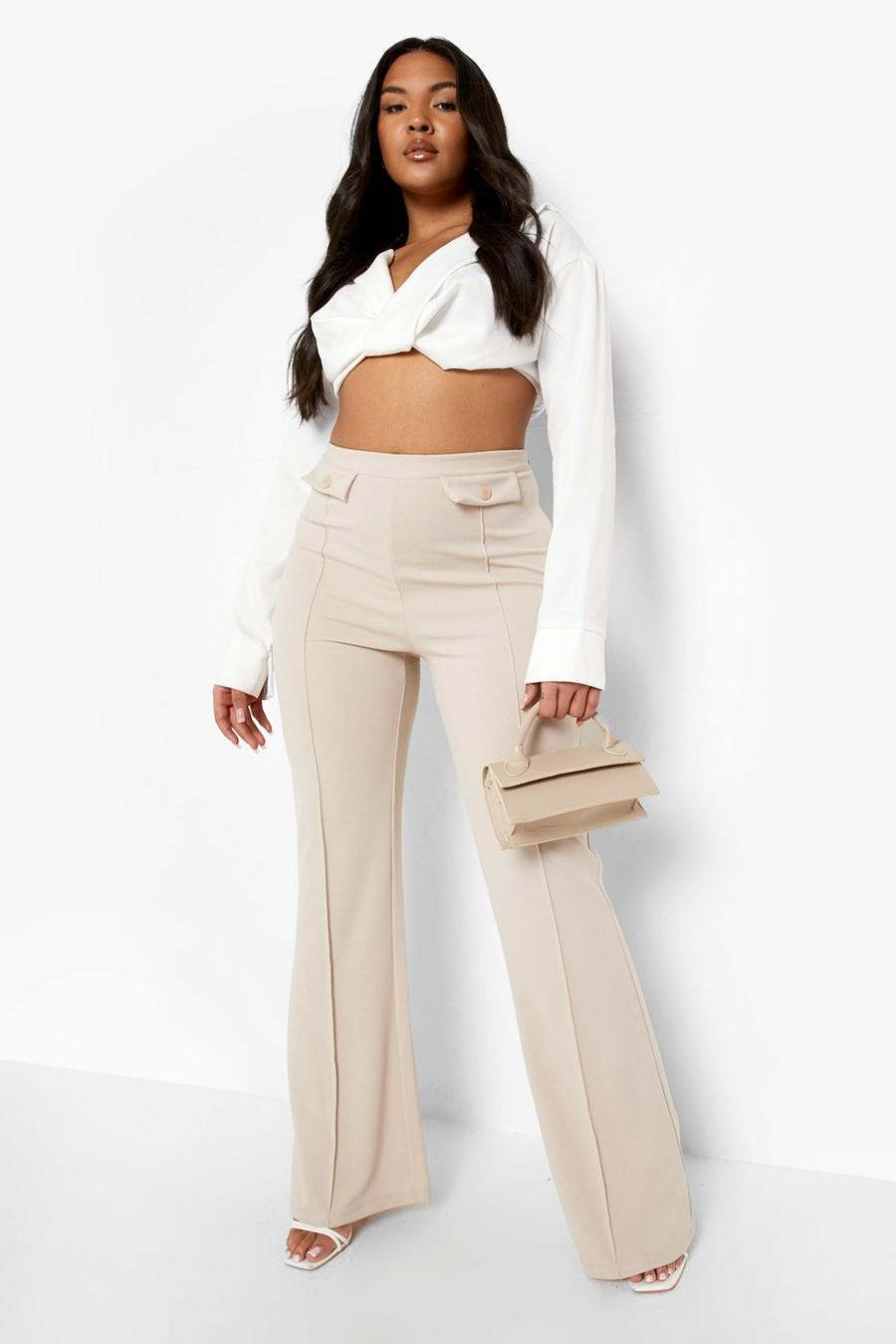 Stone Plus Button Pocket Tailored Trousers
