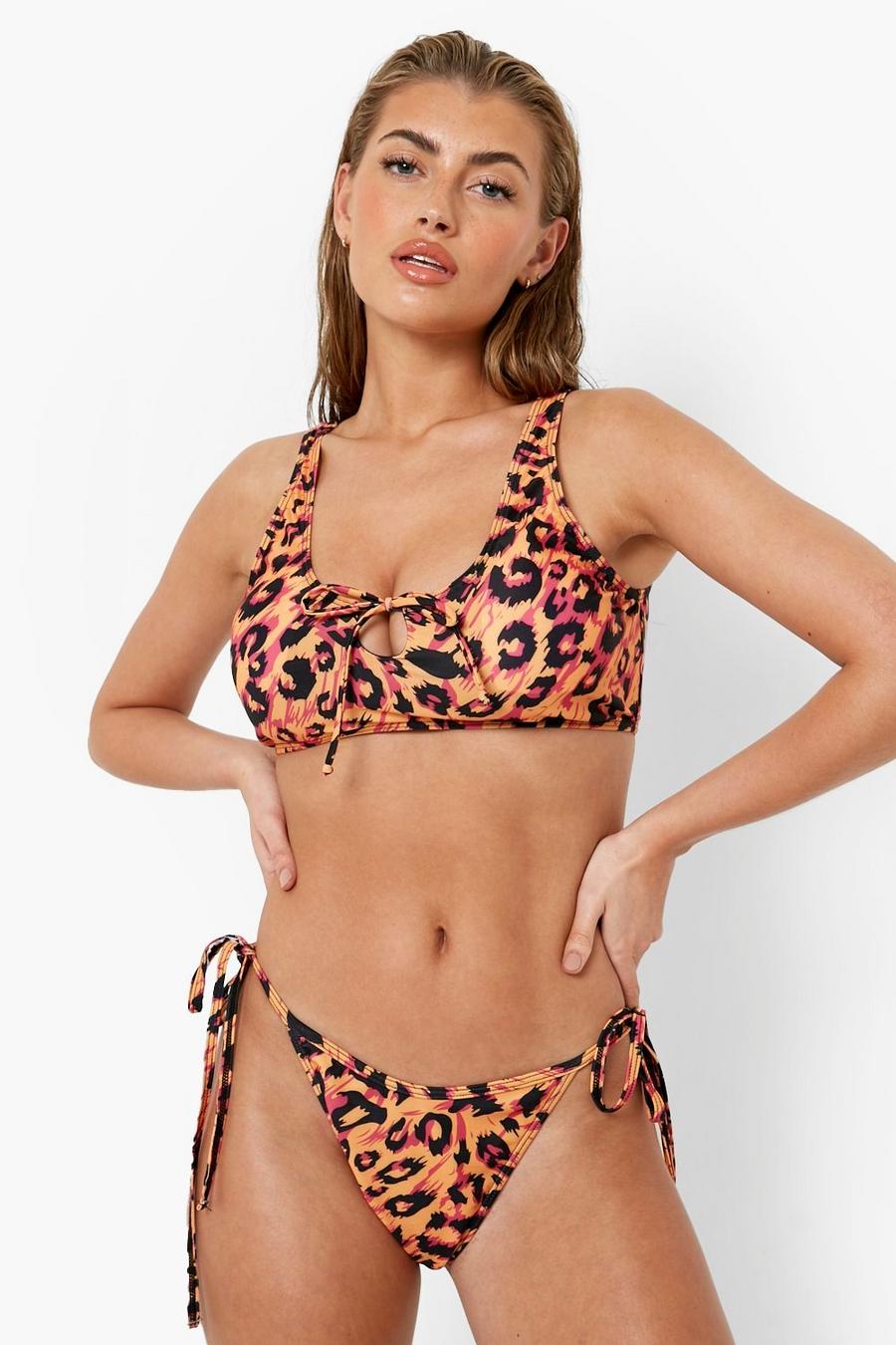 Leopard Leopardmönstrad bikinitrosa med knytdetaljer
