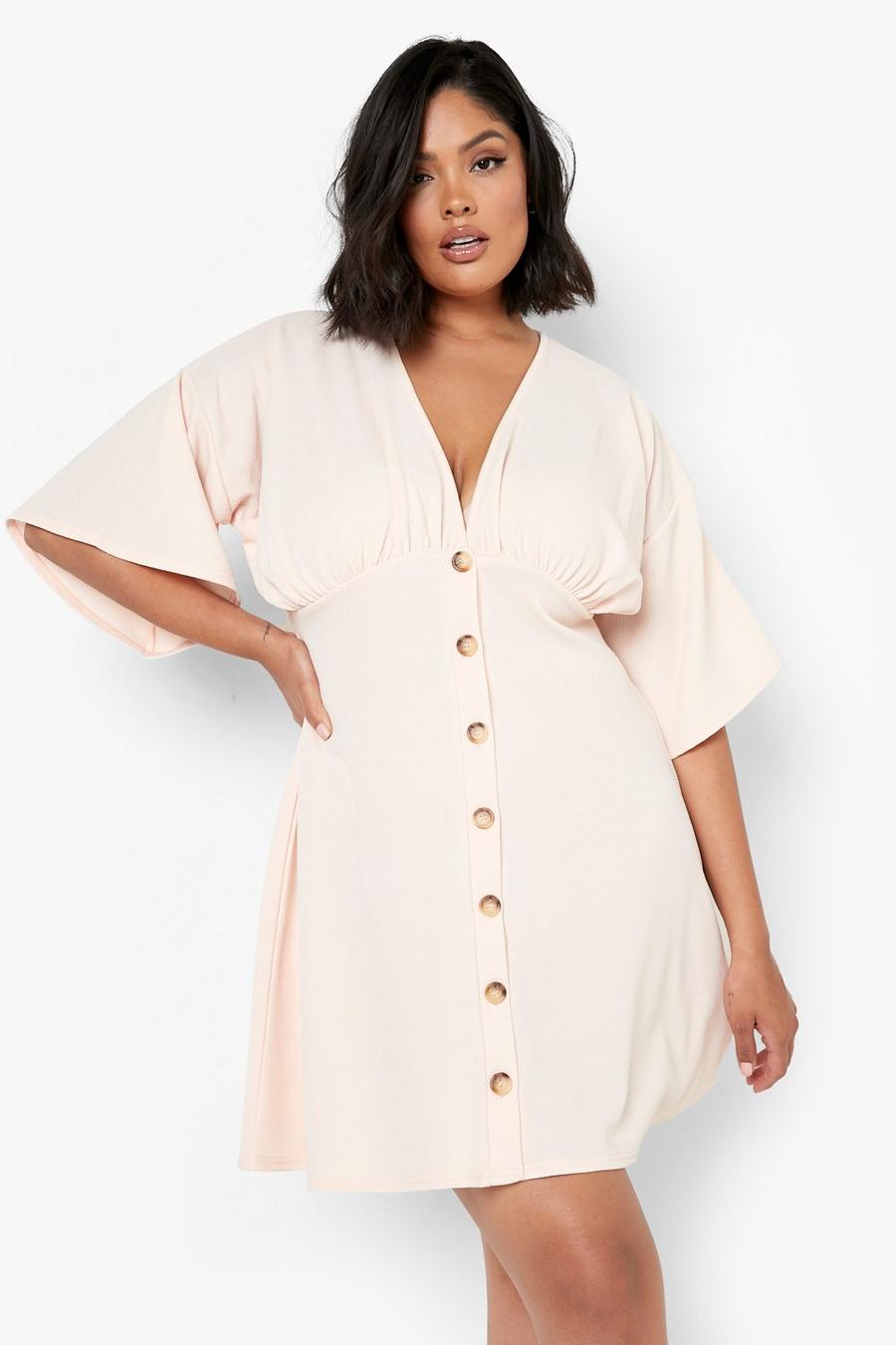 Blush Plus Button Down Angel Sleeve Shift Dress image number 1