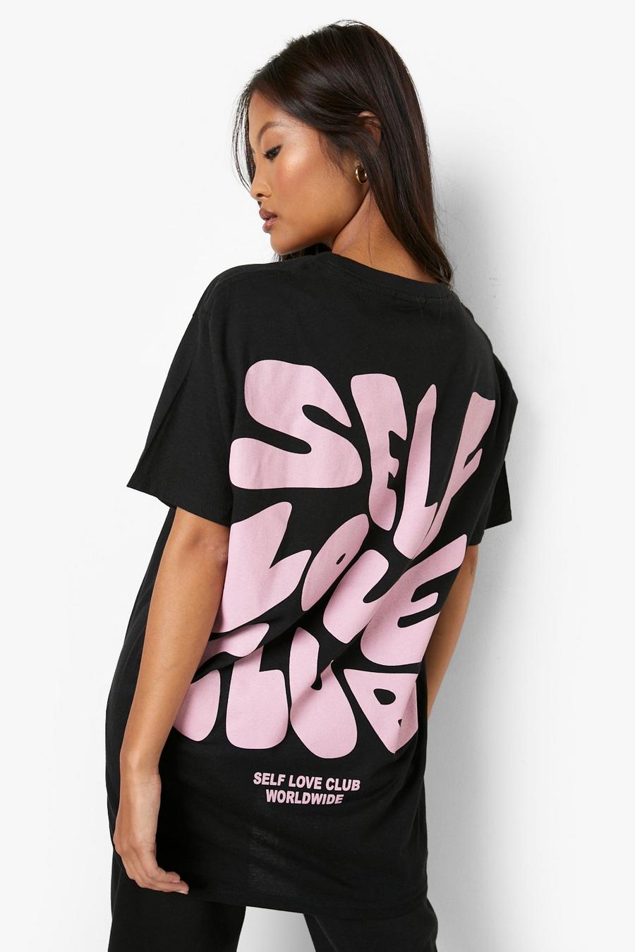 Black Petite Self Love Club Oversized T-shirt