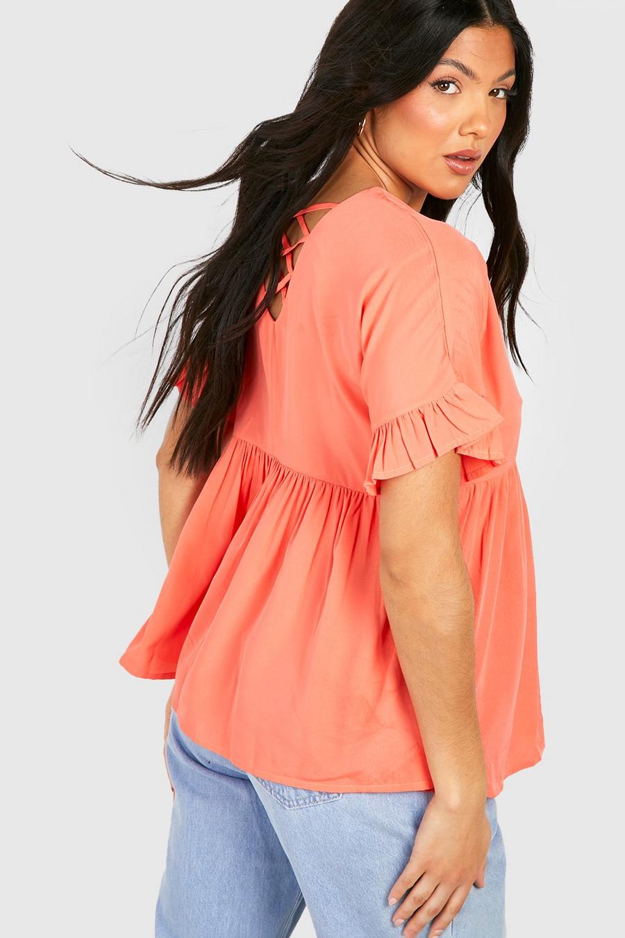 Coral Maternity Frill Cross Back Smock Top image number 1
