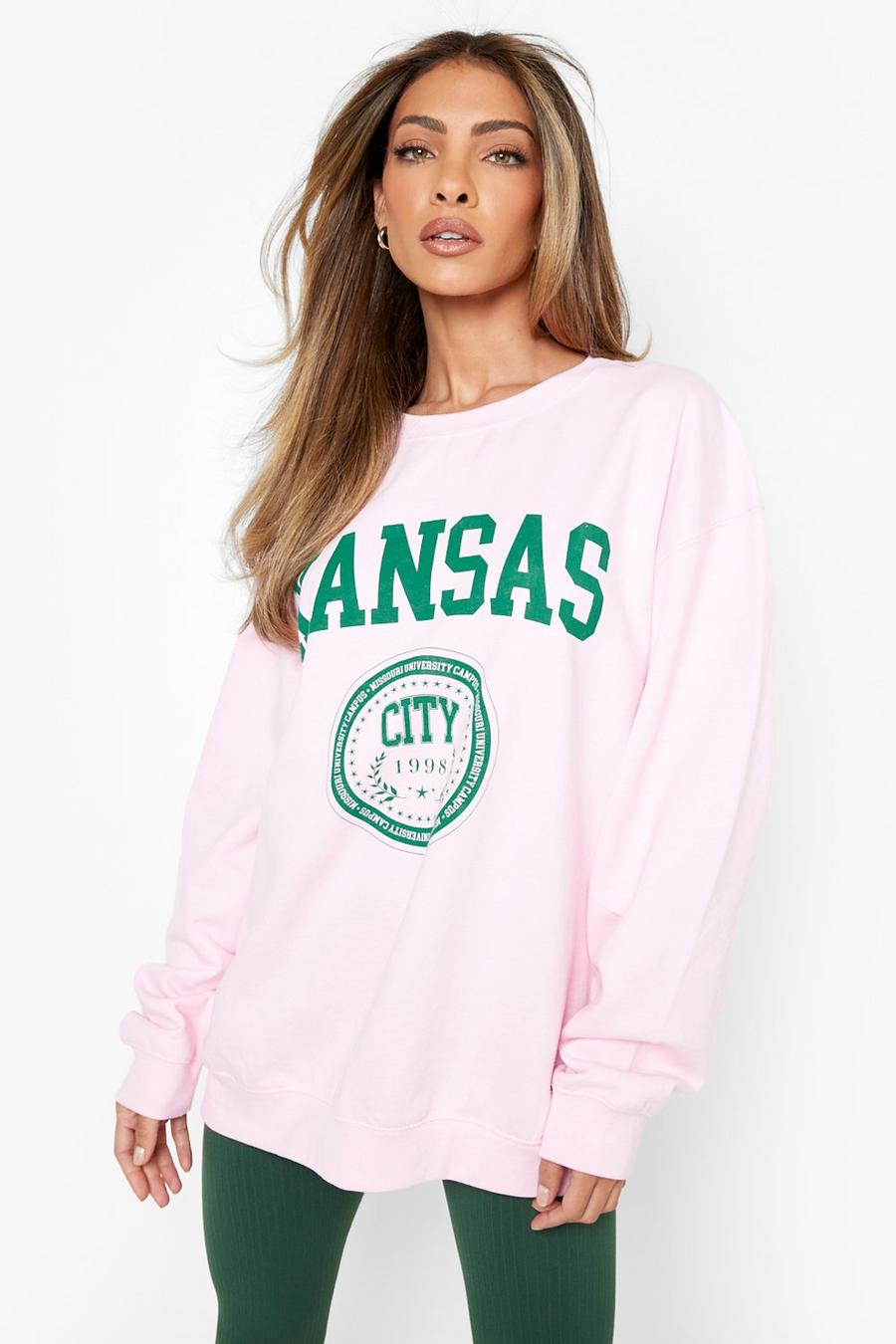Light pink Oversized Kansas Sweater Met Print