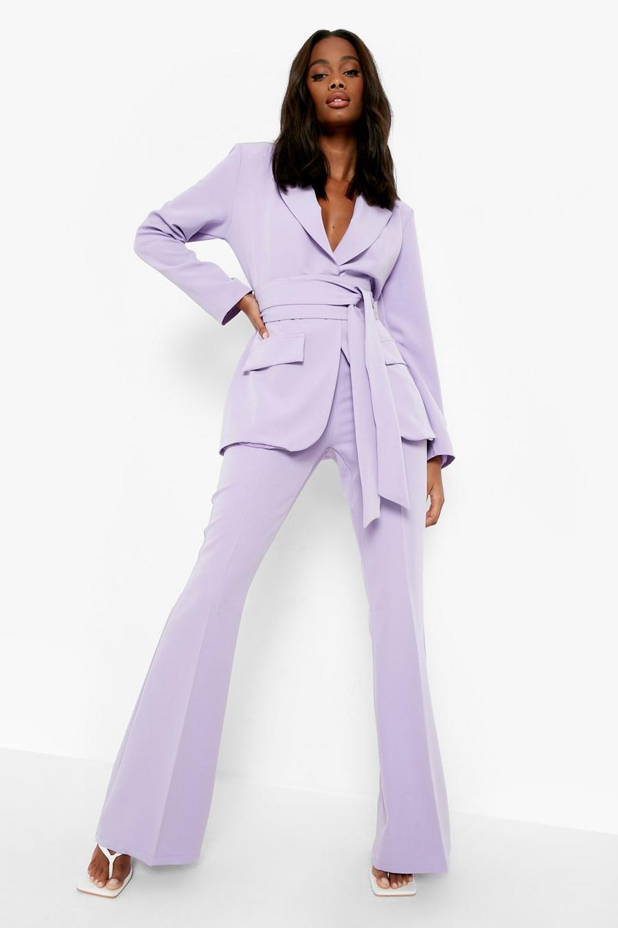 Lilac Tailored Fit & Flare Trousers