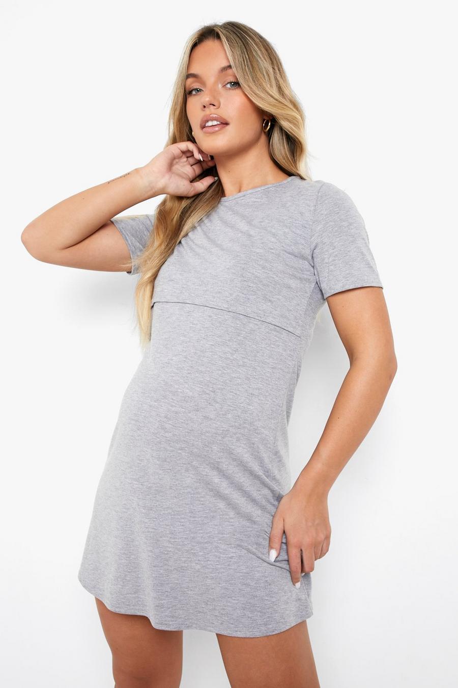 Maternité - T-shirt de pyjama d'allaitement, Grey marl image number 1