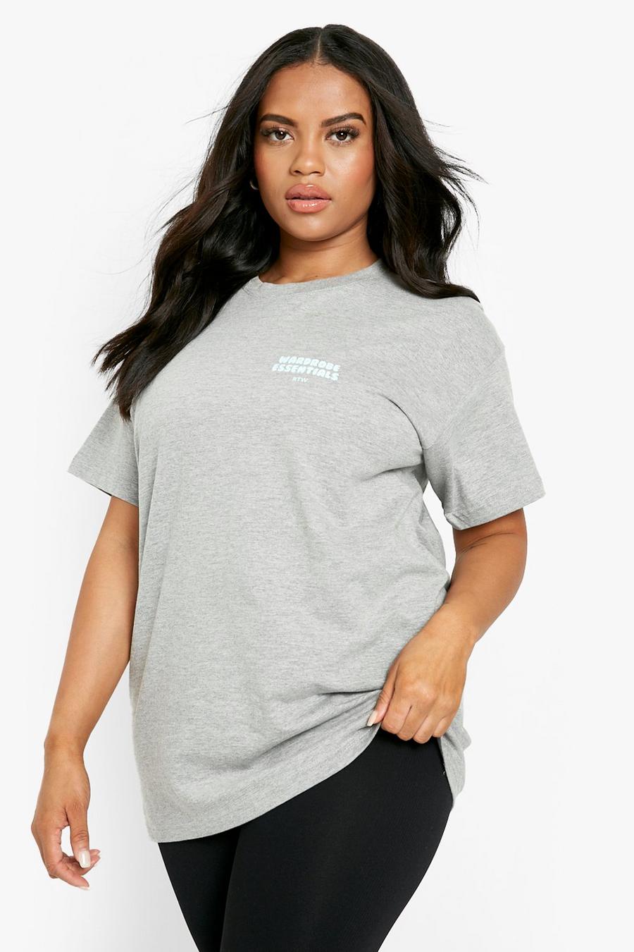 Grey Plus Oversize t-shirt med tryck