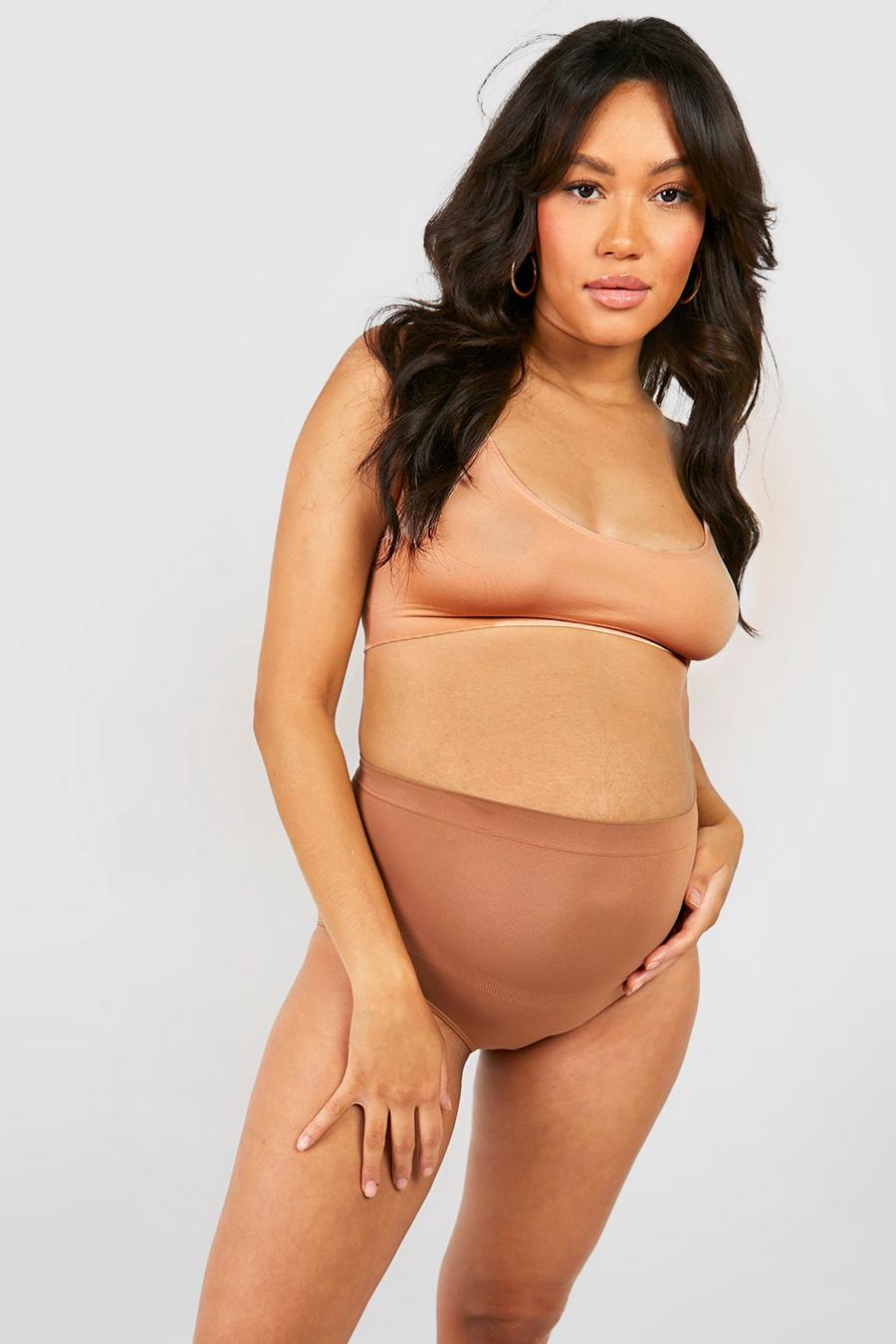 Coffee brown Maternity Seamless Bump Support Brief