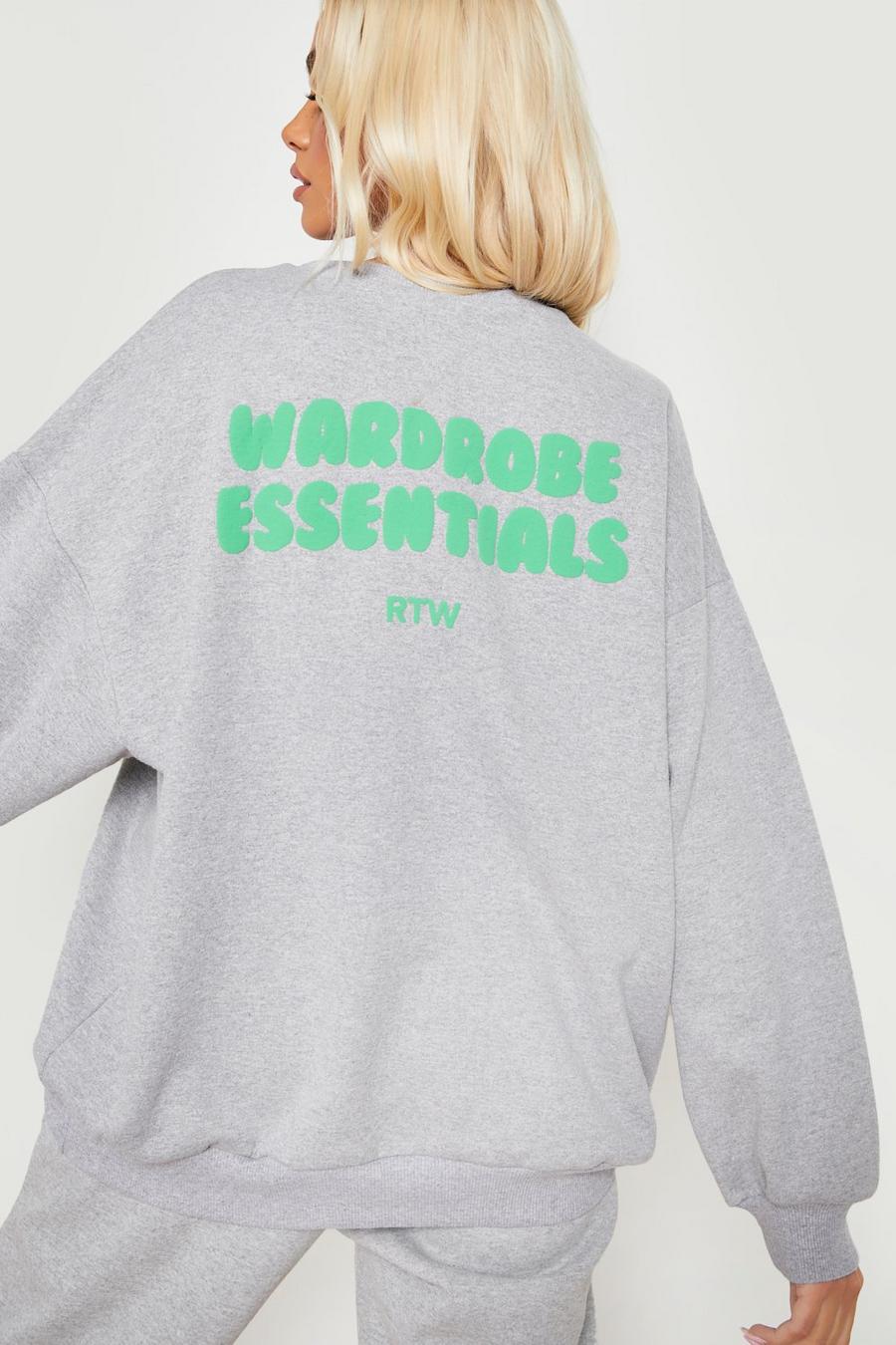 Sweatshirt mit Wardrobe Essentials Print, Ash grey