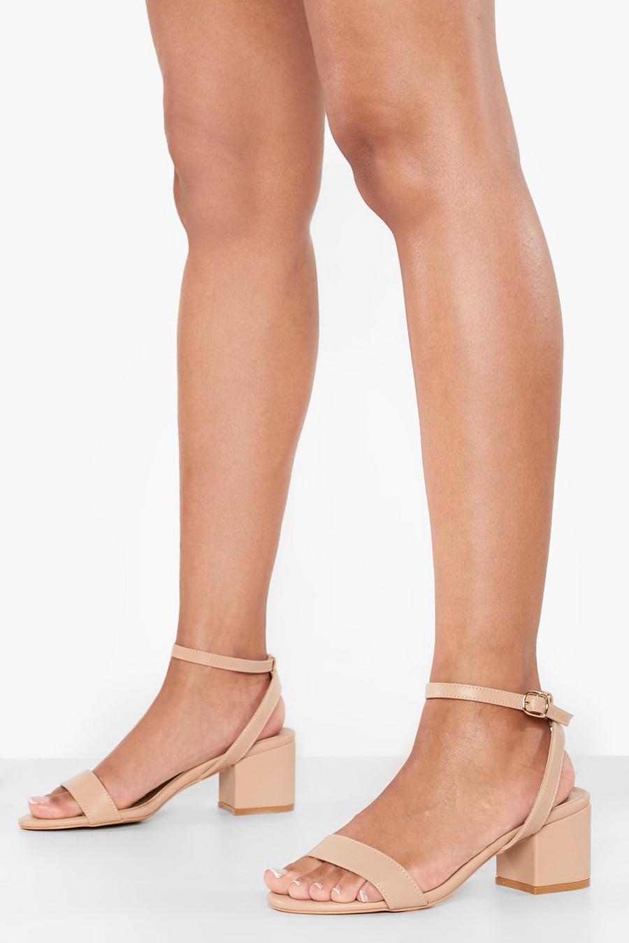 Nude Wide Fit Low Block Barely There Heels