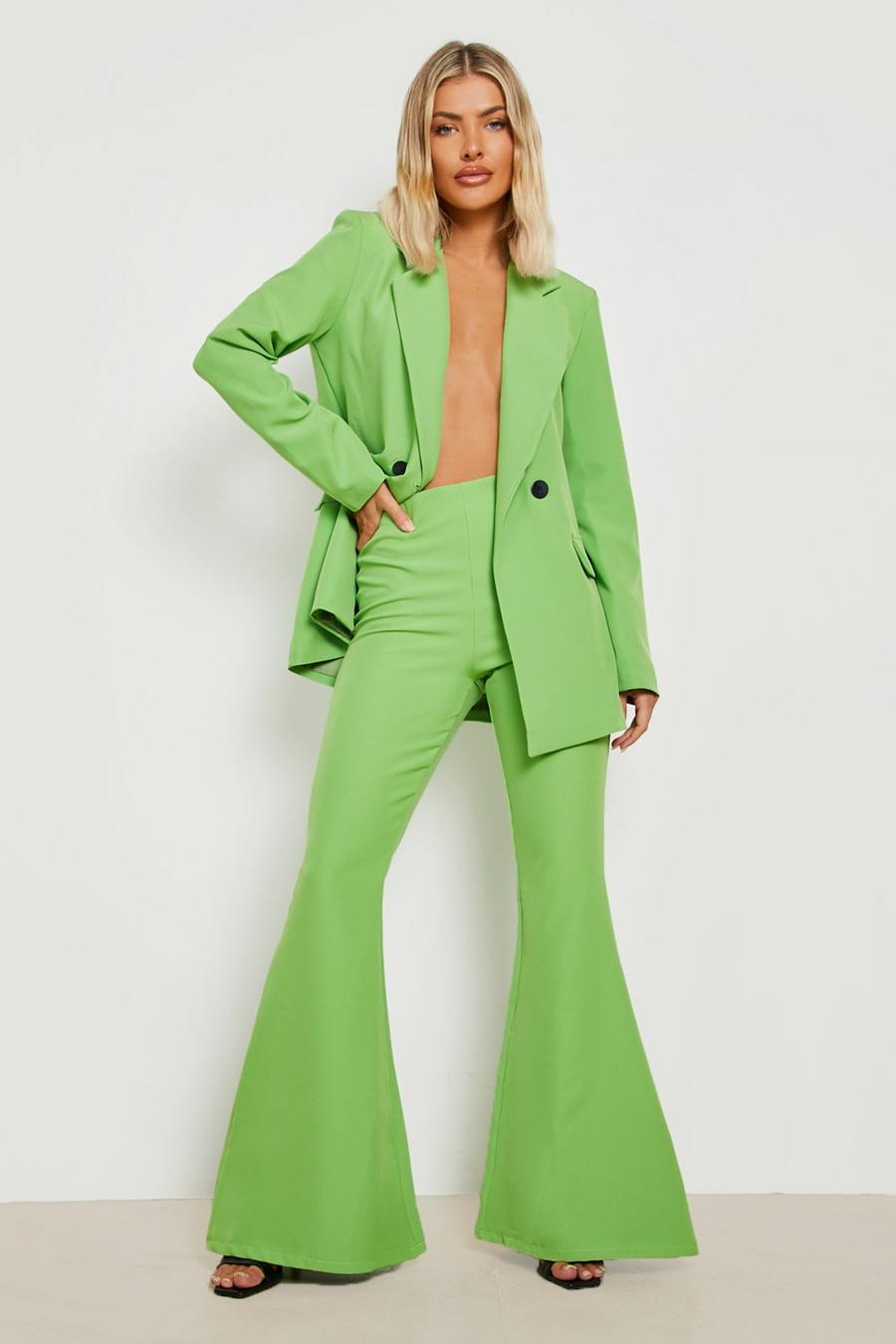 Apple green Kostymbyxor med utsvängda ben