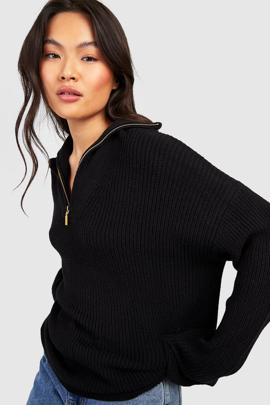 Black Half Zip Collar Sweater