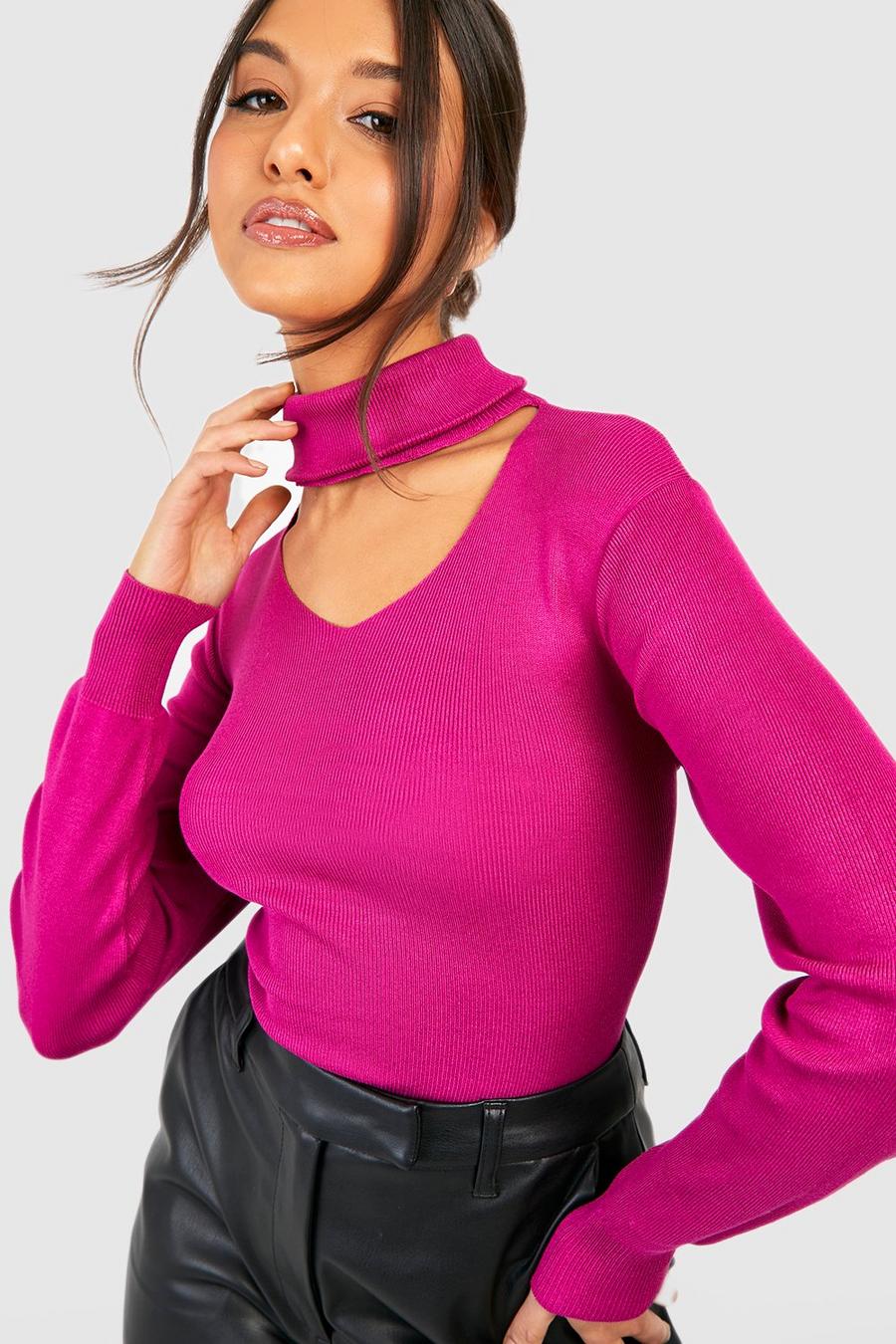 Orchid Roll Neck Choker Knitted Jumper