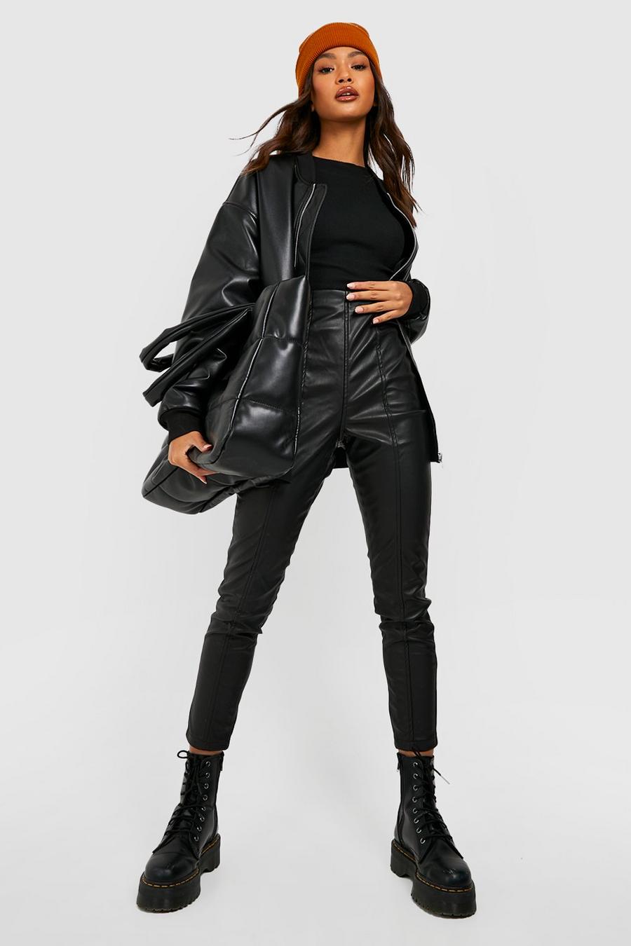 Black Premium Super Stretch Leather Look Pants image number 1