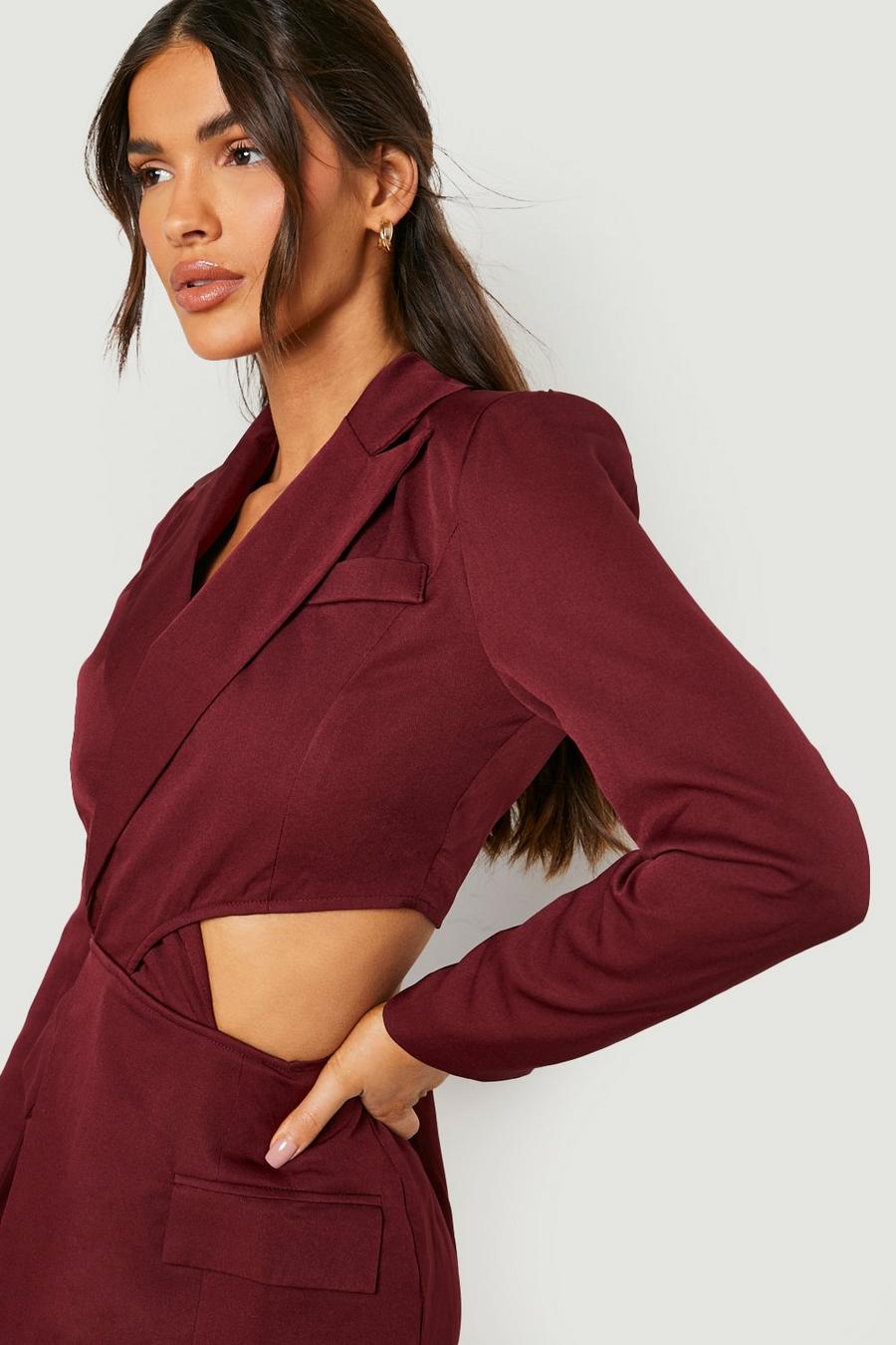 Berry Twist Cut Out Pocket Detail Blazer Dress