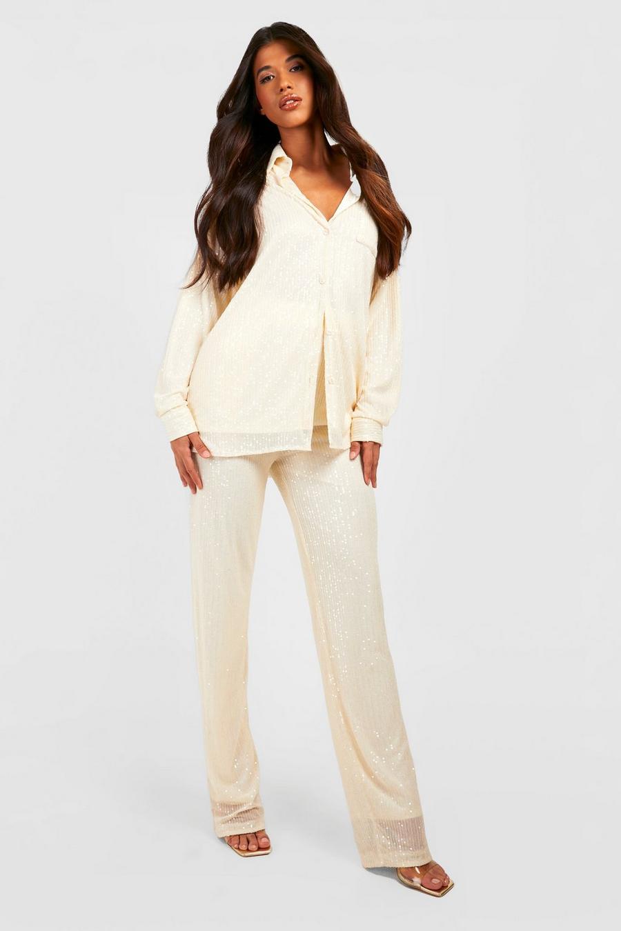 Ivory Tall Sequin Trouser