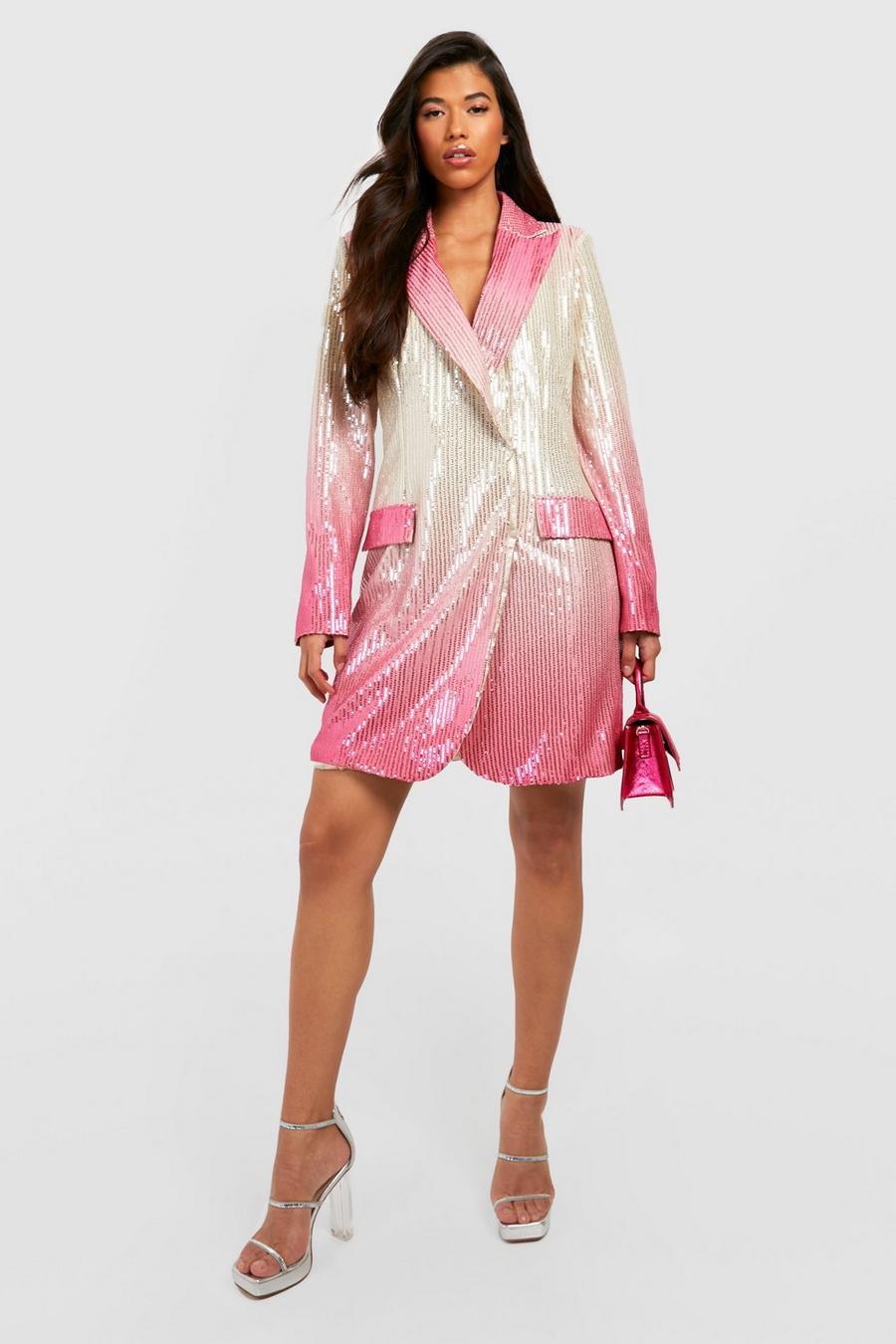 Hot pink Tall Ombre Sequin Blazer Dress