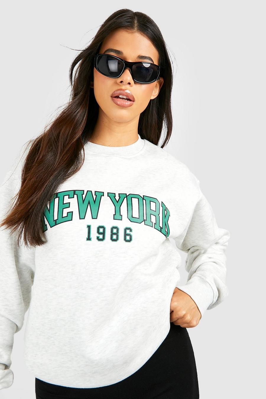 Tall Sweatshirt mit New York Print, Grey