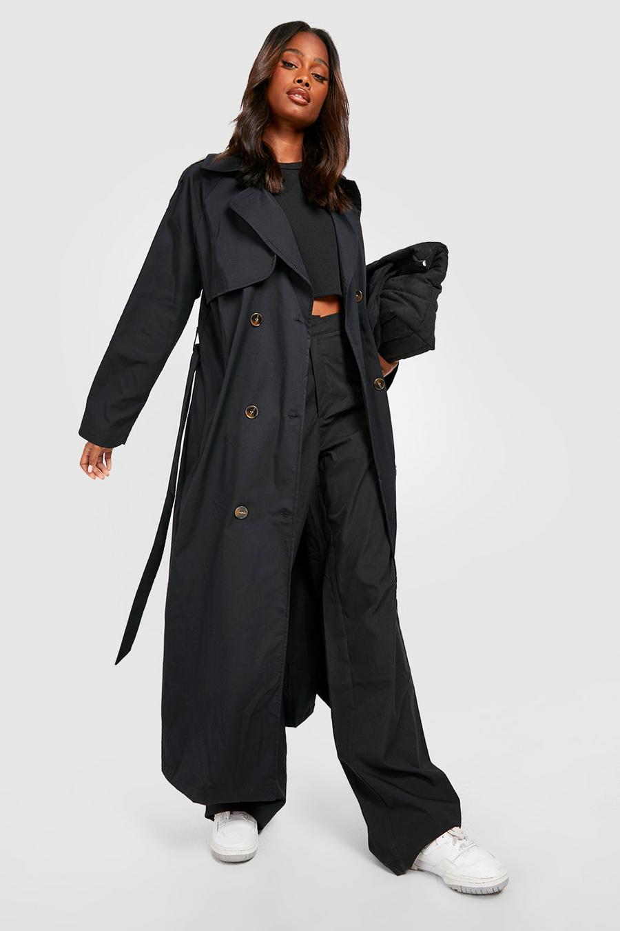 Black Trenchcoat Met Dubbele Knopen