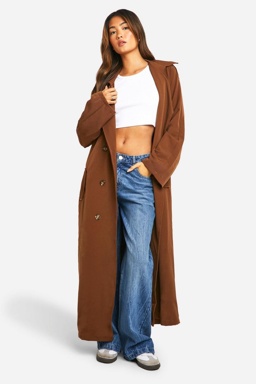 Rust Double Breasted Trench Coat image number 1