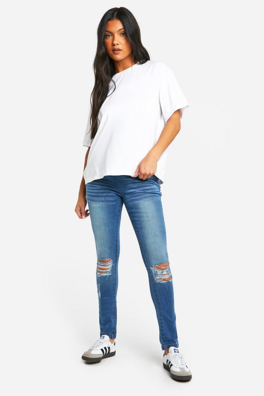 Blue Maternity Distressed Skinny Jeans