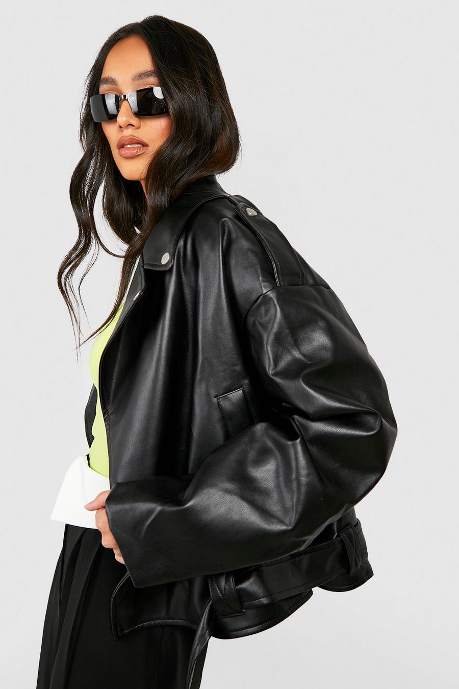 Black Biker Jas Met Faux Fur Voering 