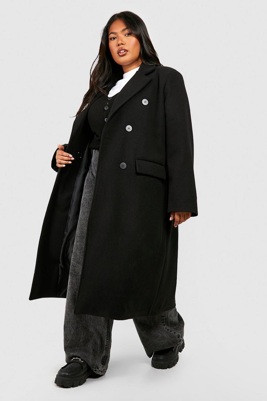 Black Plus Premium Bright Wool Look Coat
