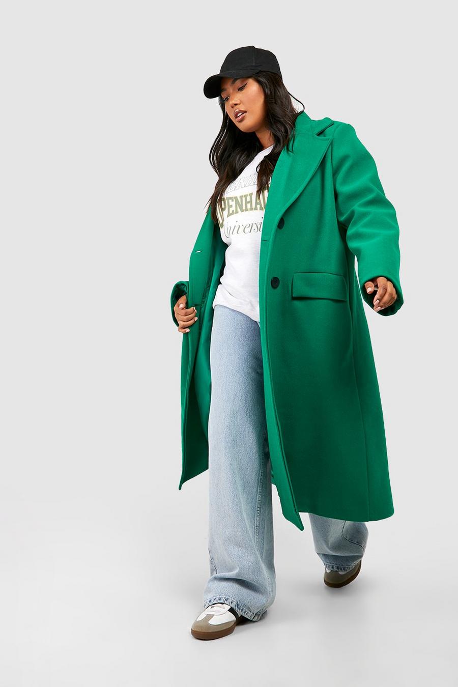 Cappotto Plus Size Premium effetto lana in colori accesi, Bright green