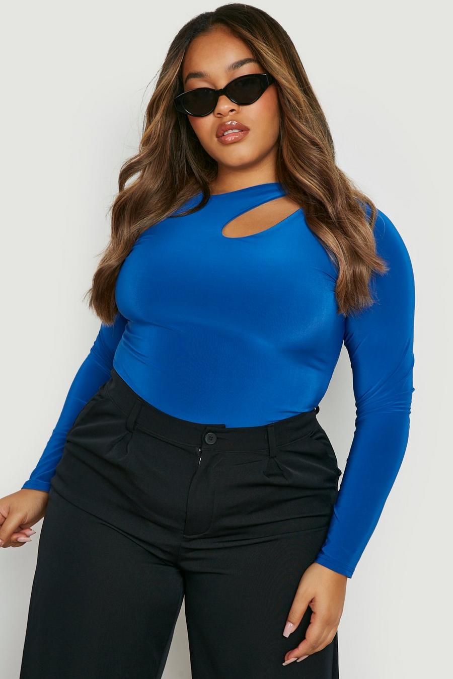 Body Plus Size su due livelli con cut-out, Cobalt