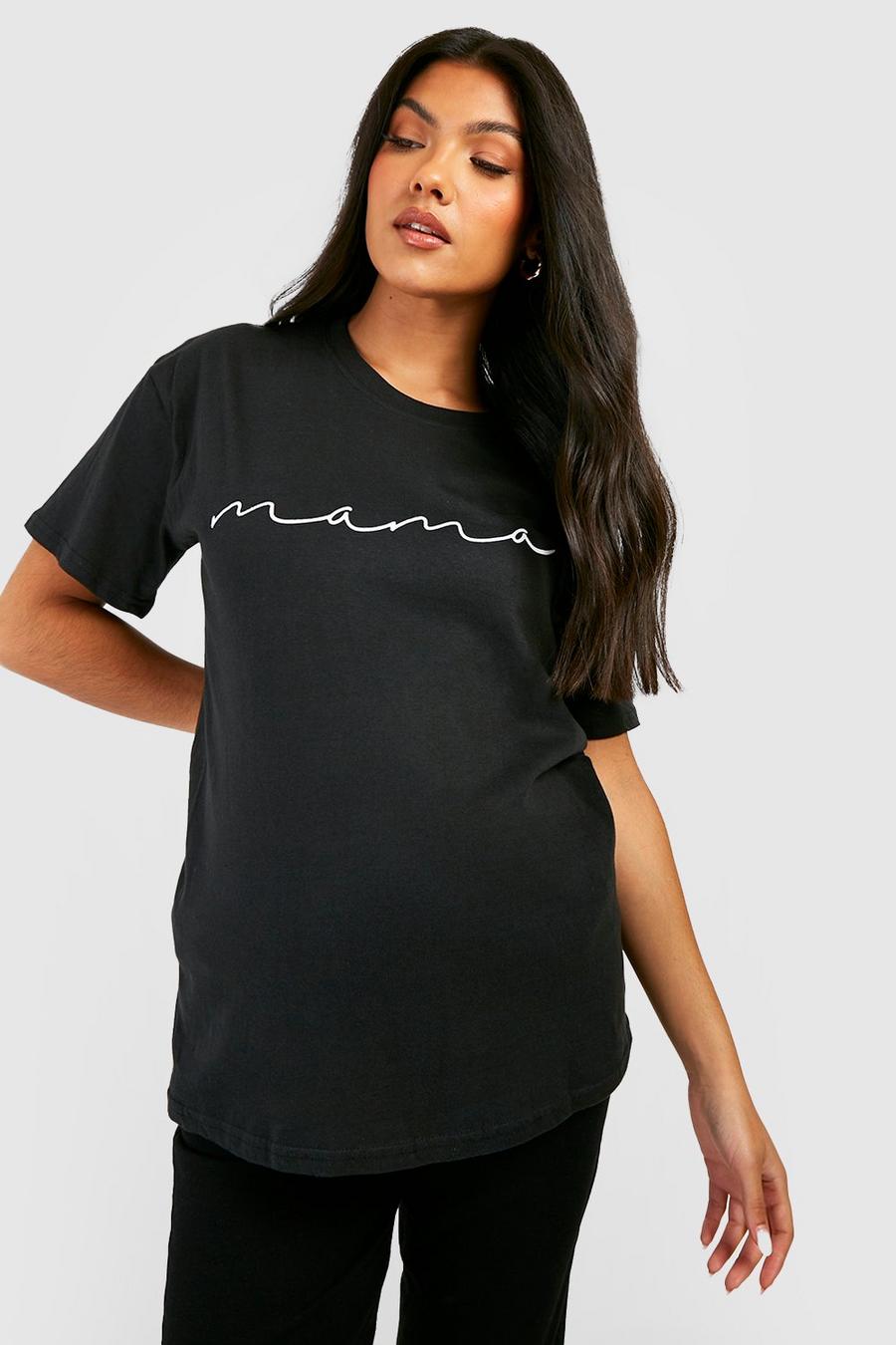 Black Maternity Mama Slogan T-shirt