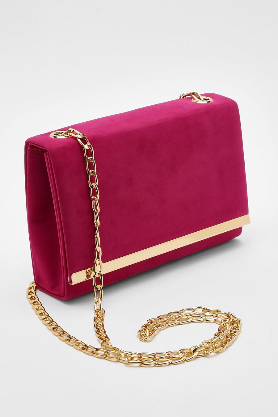 Clutch-Tasche mit Metall-Detail, Pink