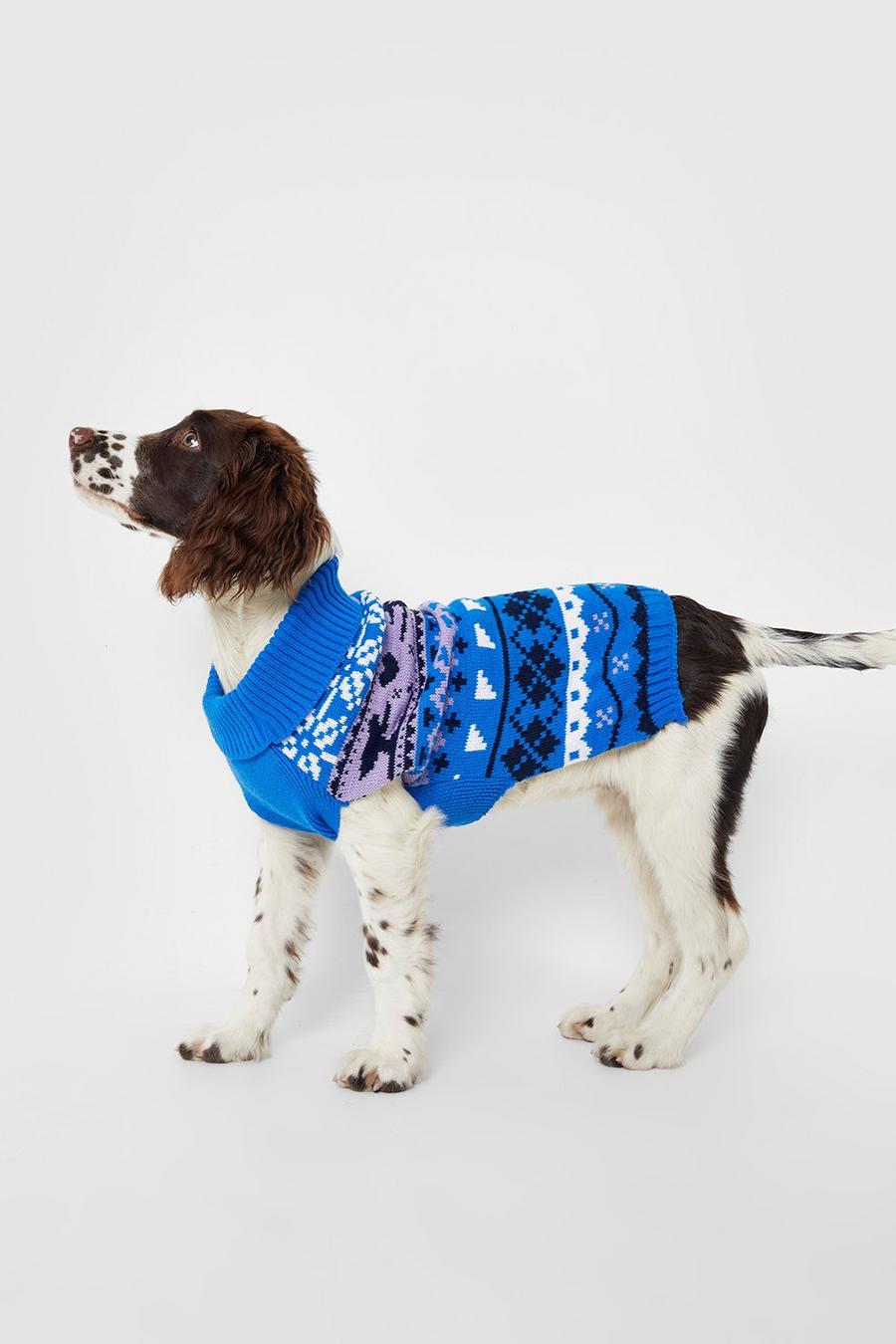 Maglione natalizio per cani con motivi Fairisle, Blue