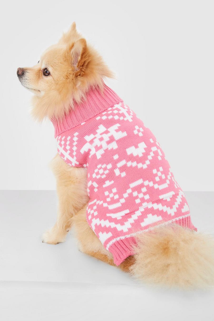 Pink Fairisle Christmas Dog Sweater