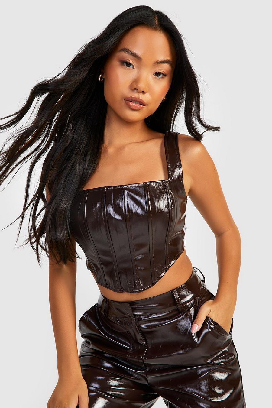 Petite Vinyl Corset Top