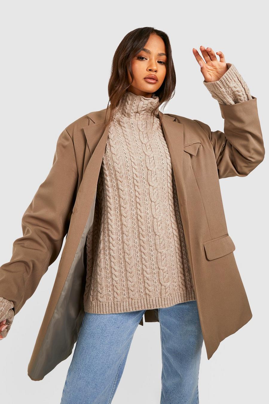 Stone Chunky Cable Knitted Sweater