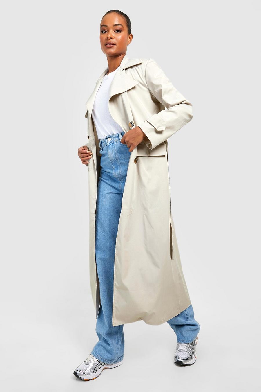 Stone Tall Oversized Belted Trench Coat