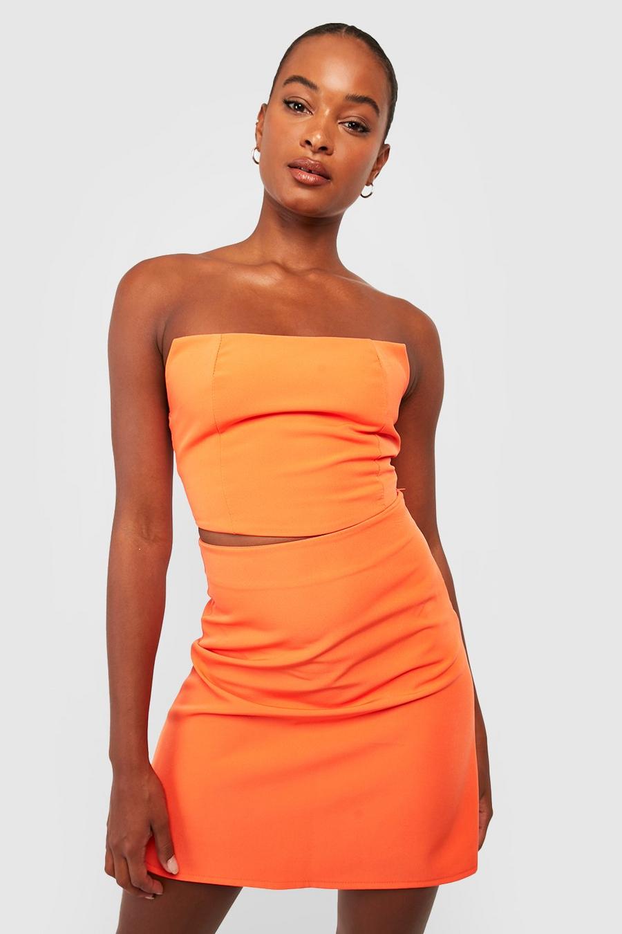 Orange Tall Kort a-linjeformad kjol med hög midja image number 1