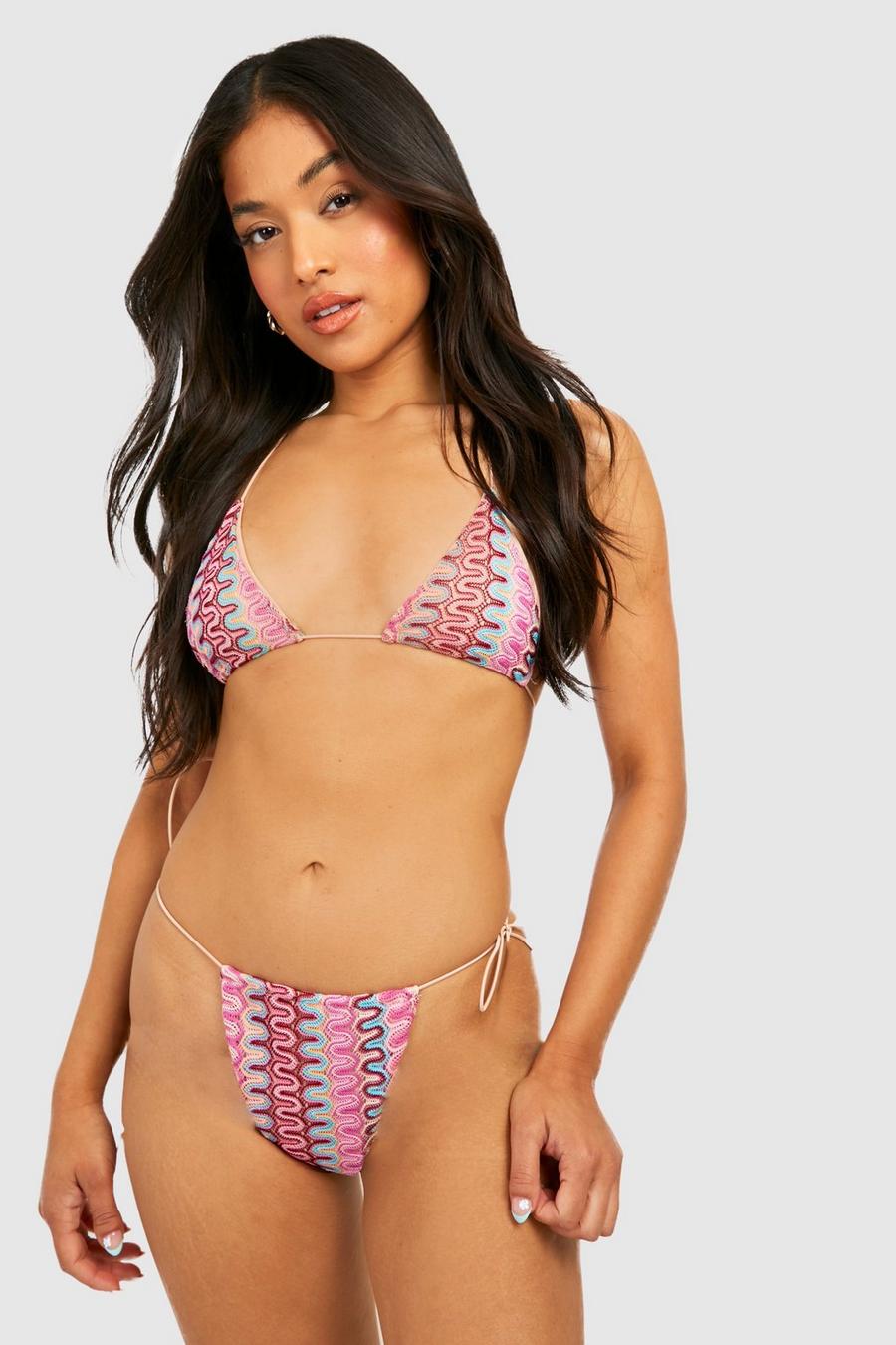 Petite - Bikini à imprimé zigzag , Pink