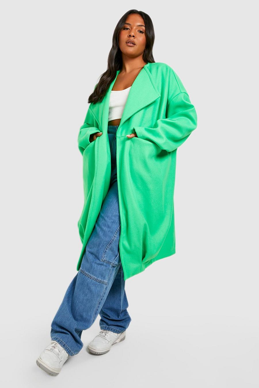 Abrigo Plus Premium oversize efecto lana, Green