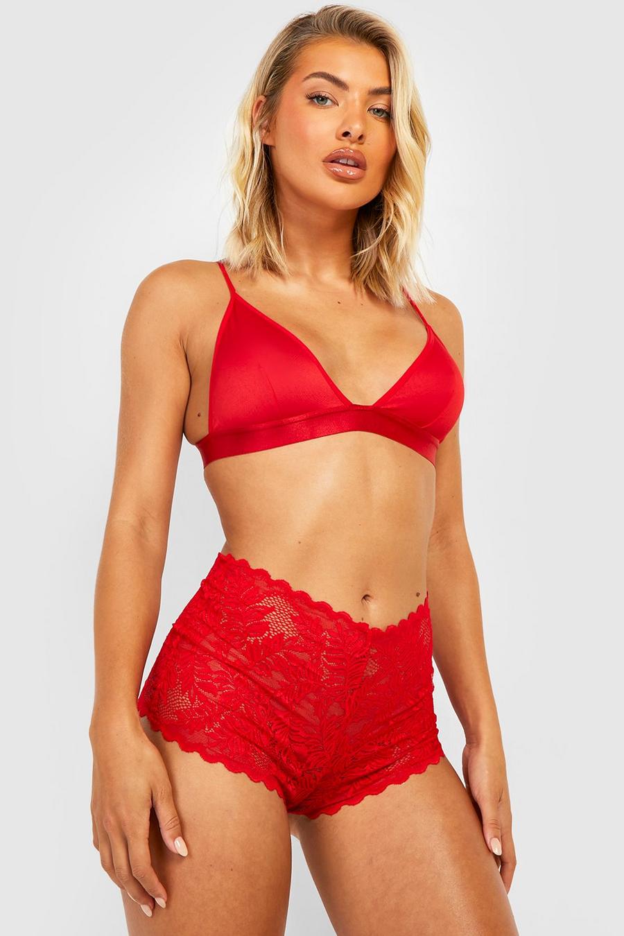Red Lace Booty Short