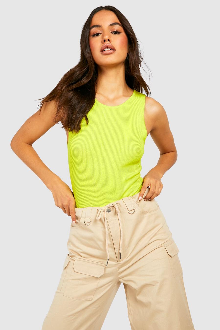Body Basic in maglia a coste, Lime