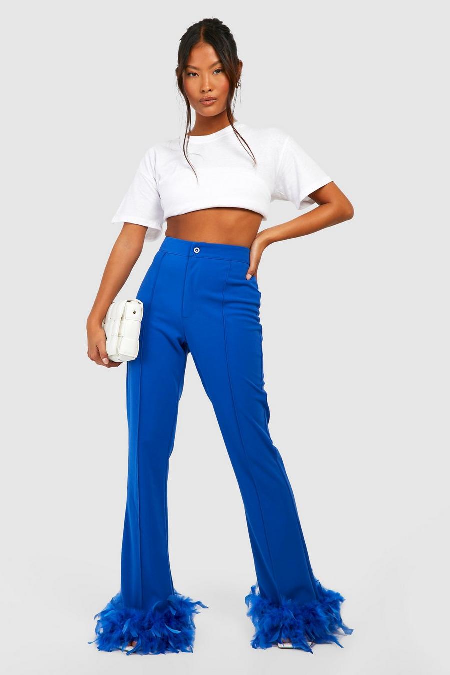 Cobalt Petite Flared Broek Met Veren