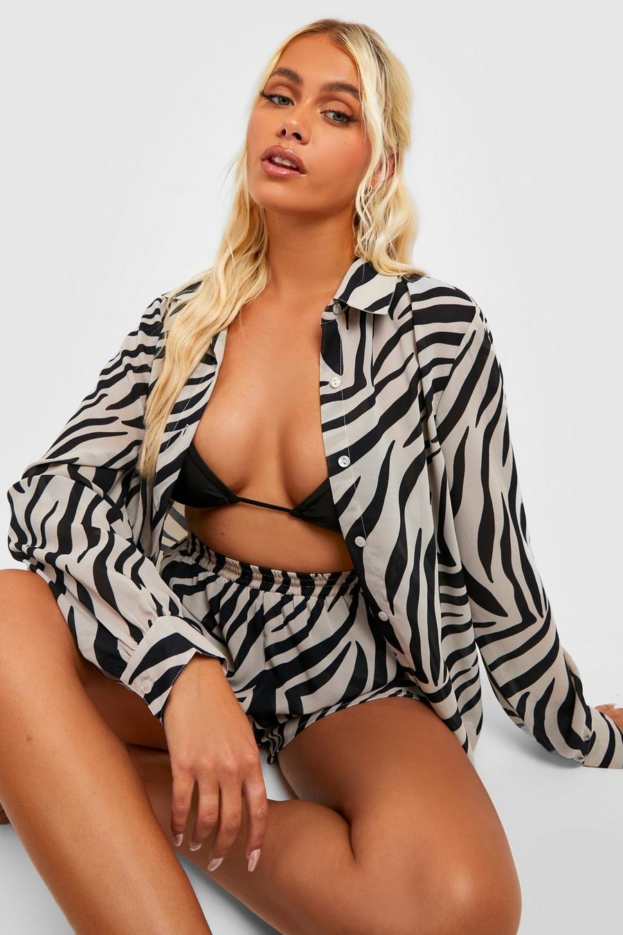 Zebra Zebramönstrad skjorta och strandshorts