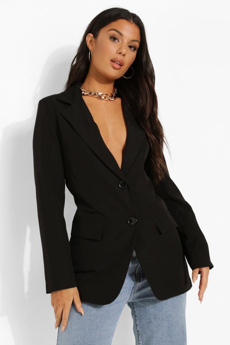 Black colour-block pleated jacket