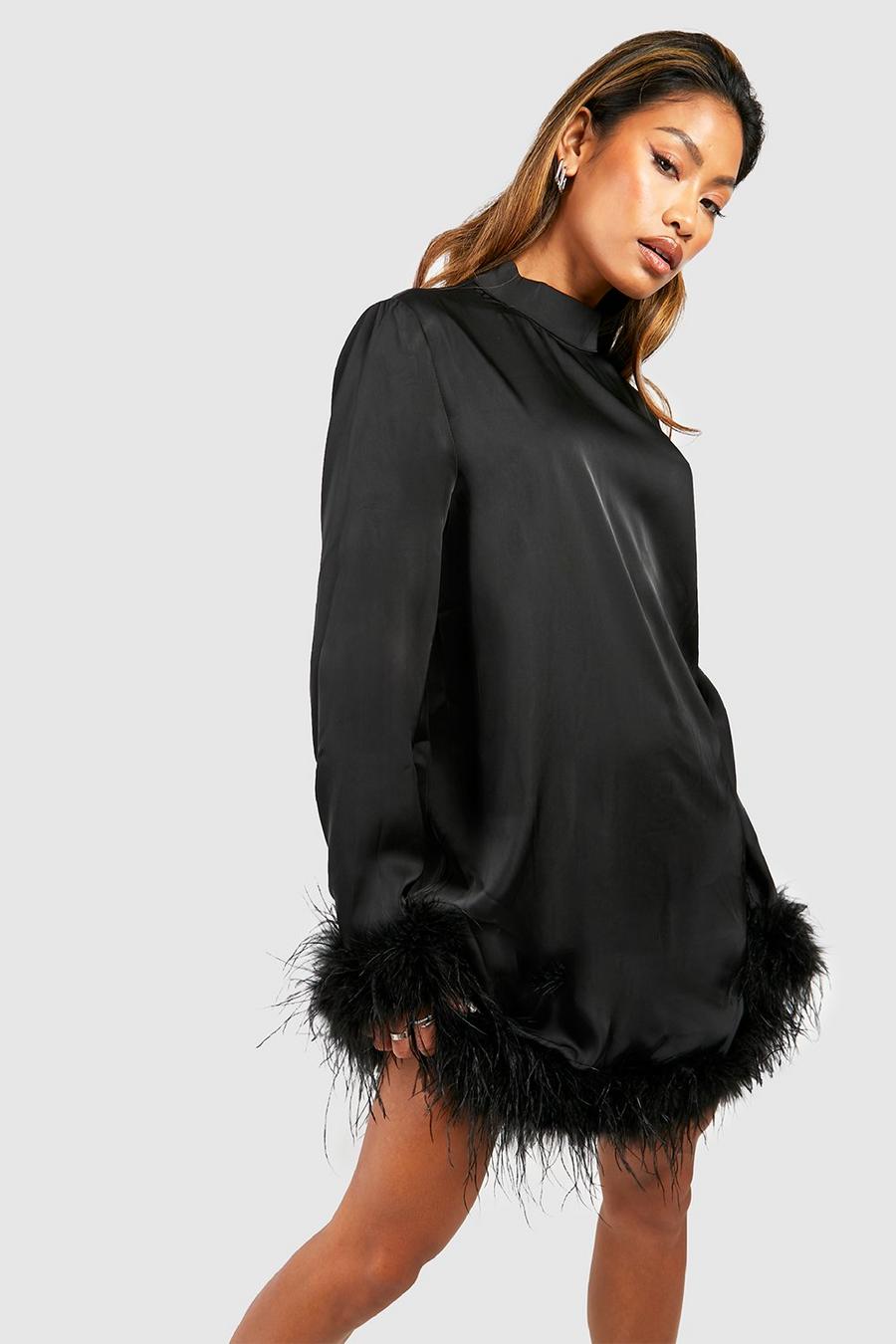 High Neck Feather Mini Party Dress