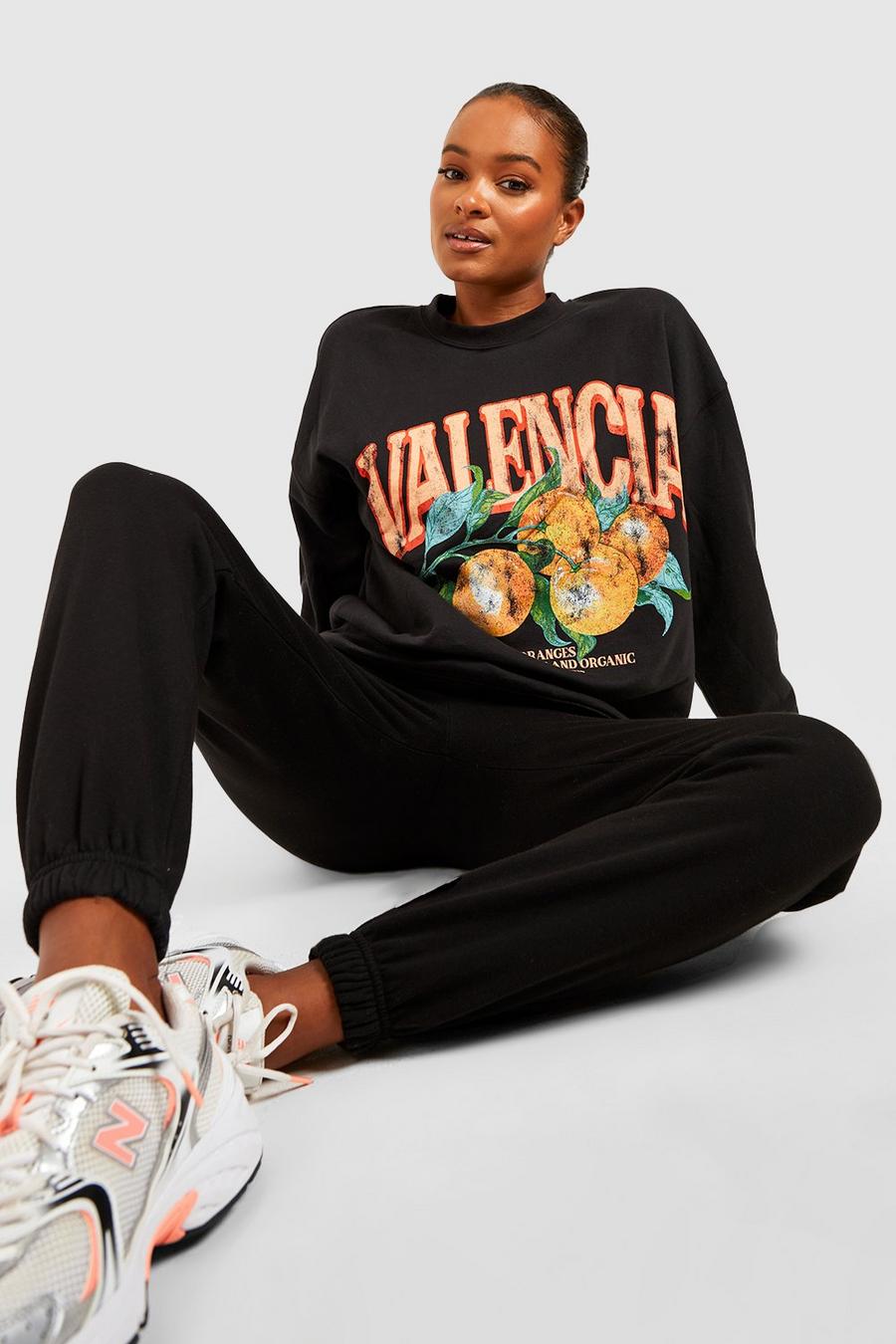 Black Tall Valencia Sweatshirt med orange tryck