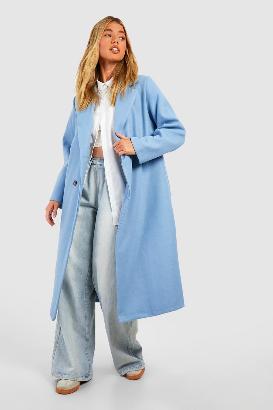 Blue Double Breasted Longline Coat