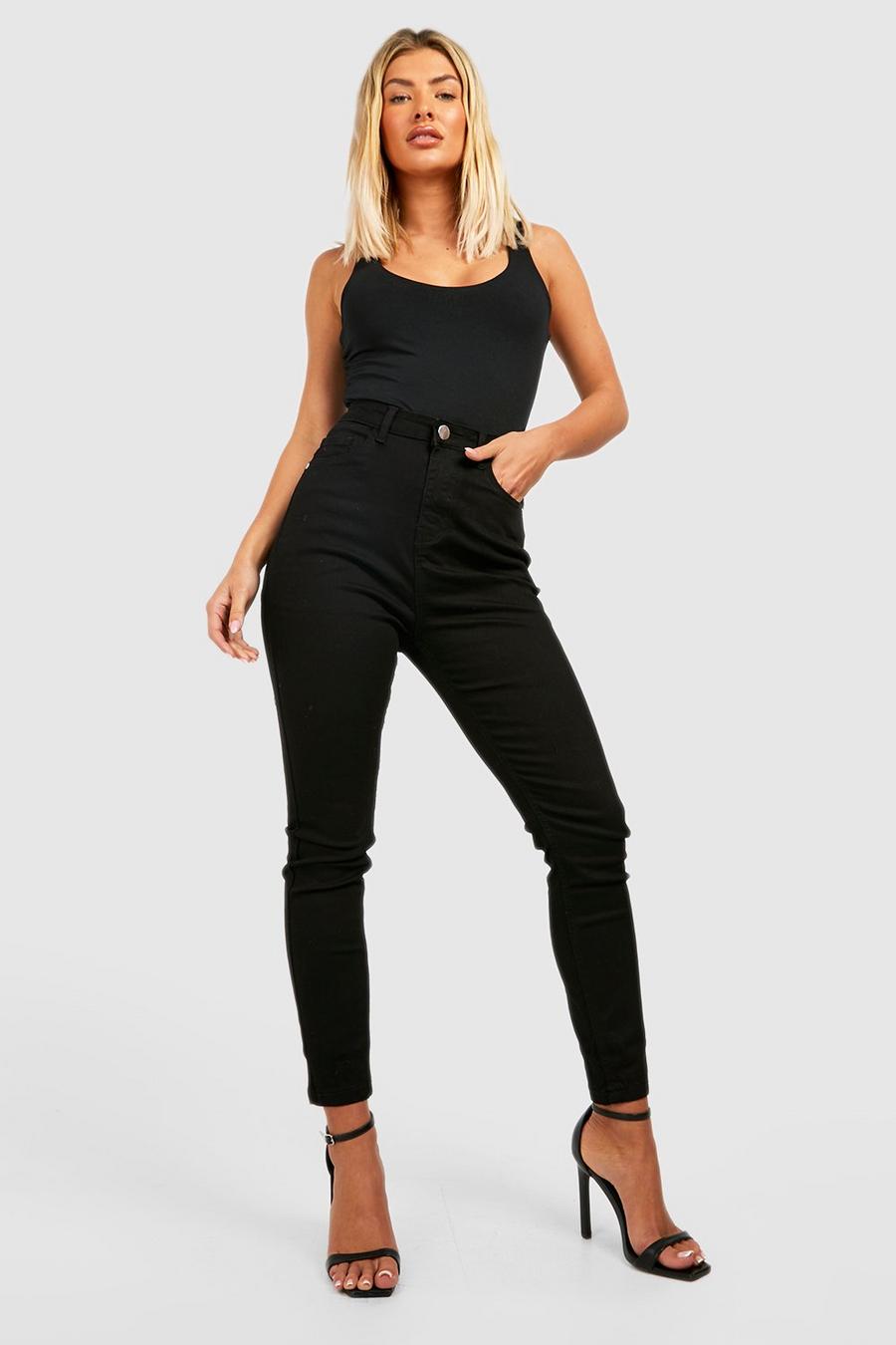 Black Högmidjade skinny jeans med shapingeffekt image number 1