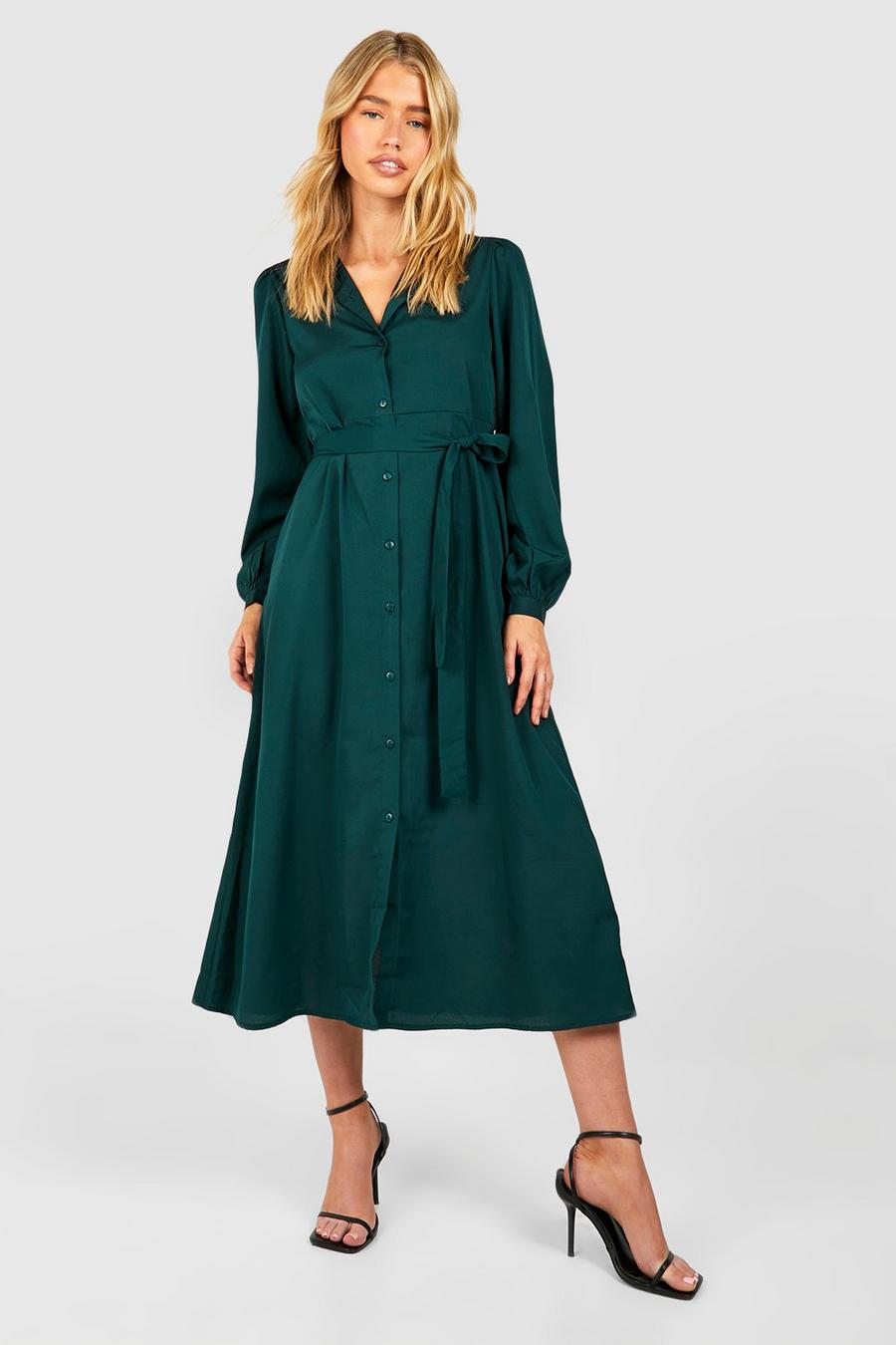 Robe chemise longue, Bottle green