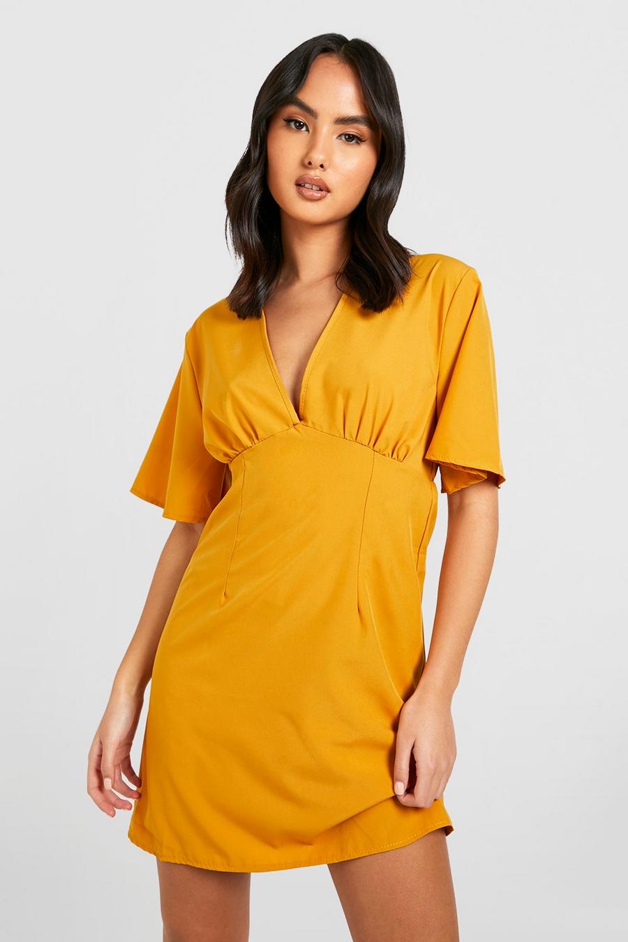 Robe courte à manches larges, Mustard