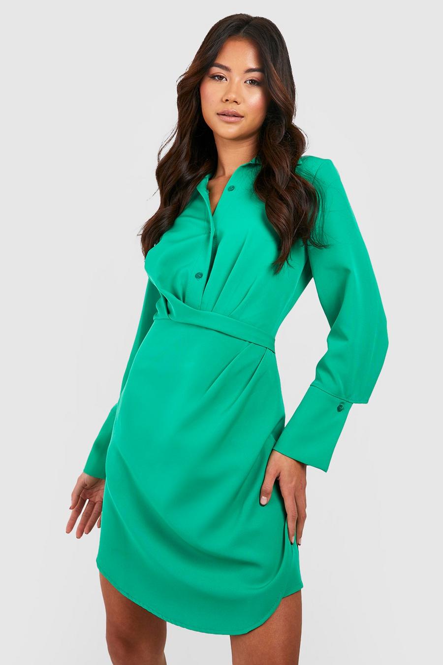 Bright green Premium Wide Sleeve Shirt Dress